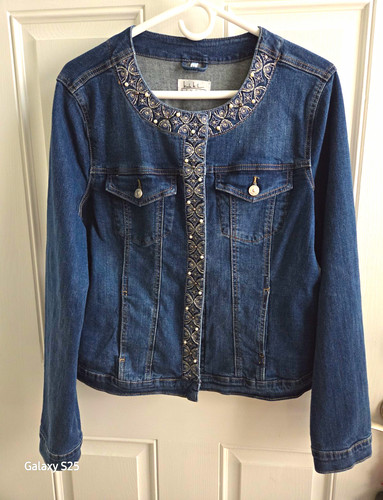 Women blue denim beaded - women's,