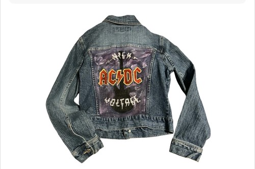 Hand painted denim rock - denim,