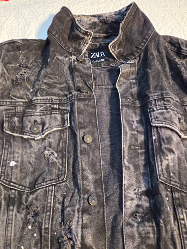 New zara denim jacket text - denim, w