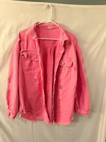 Pink distressed denim - denim, jacket