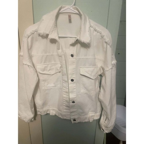 Women white jean jacket - jacket, with