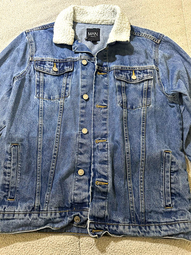 Boohooman men blue trucker - boohooman,