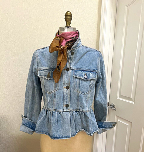 Women blue solid peplum jean - solid,