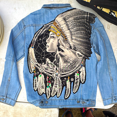 Women blue denim jacket l - women’s,