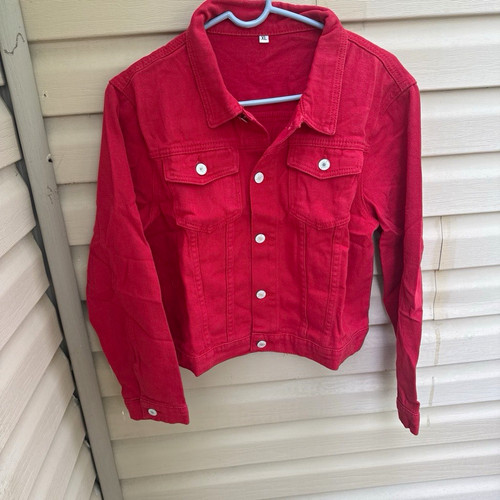 Women red denim jacket - women’s,