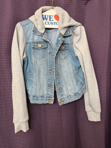 Denim hoodie jean jacket gray - jean,
