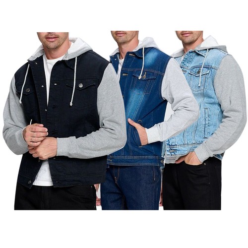 Men jacket hoodie denim - hoodie,